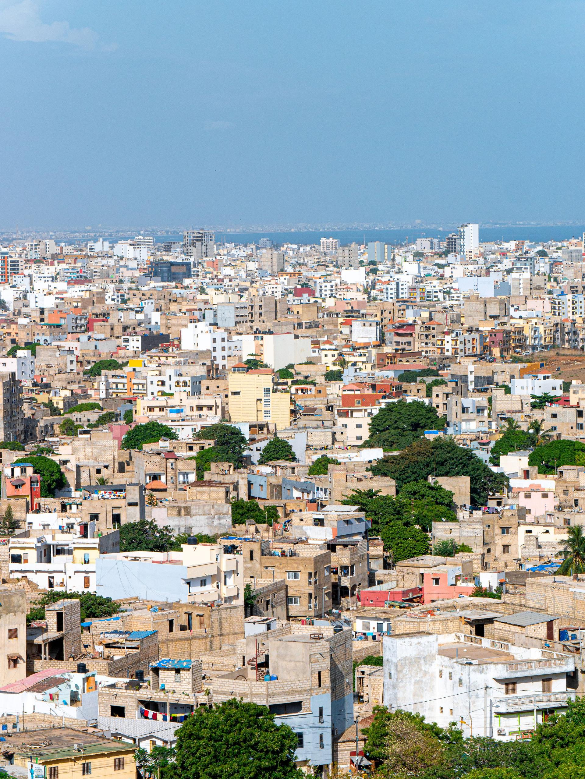Dense cityscape of Dakar, Senegal on a sunny afternoon - Portrait shot